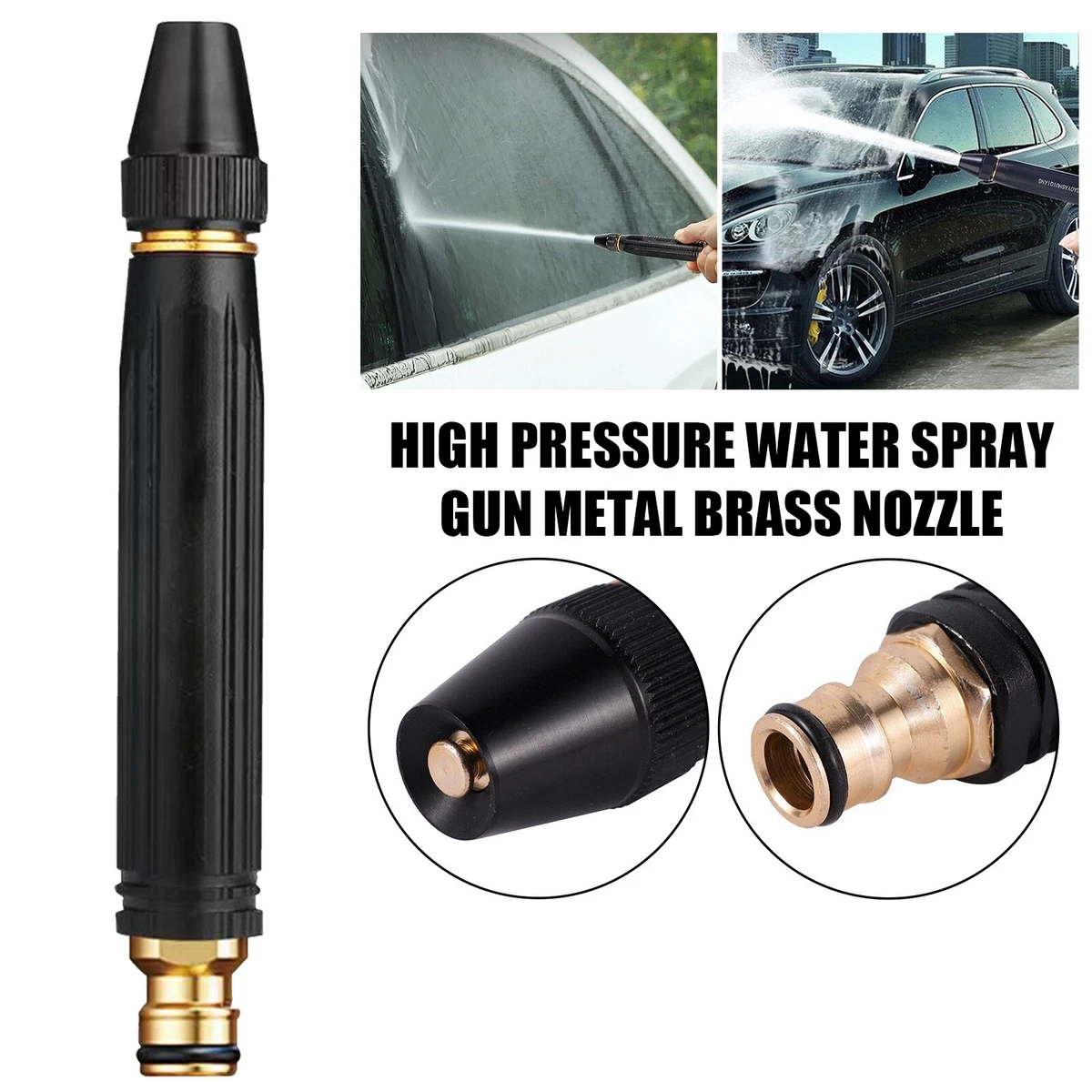 High Pressure Water Spray Gun Metal Brass Nozzle Car Lawn Garden