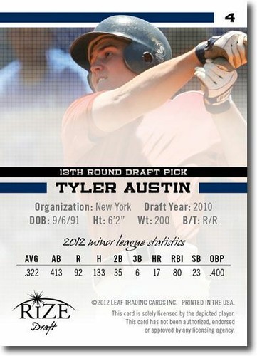 TYLER AUSTIN 2012 Rize Rookie PINK Paragon RC #/200 - Picture 2 of 2