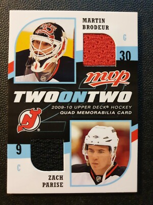 2009-10 Upper Deck MVP Two on Two Jerseys #JBDLP Lundqvist/Drury/Parise/Brodeur