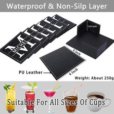 Customized 6-Piece Leather Coasters With Personalized Round And Square Shapes