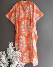 Indian Floral Printed Kaftan Cotton Hippie Maxi Women Nightwear Caftan Dress