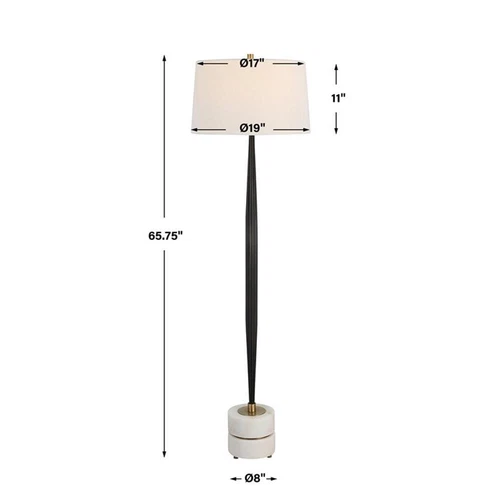 Uttermost Miraz Contemporary Iron and Marble Floor Lamp in Black Finish - Picture 8 of 8
