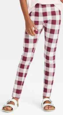 NWT Girl's Cat & Jack Leggings Plaid Orange Dot XS, S, M, XXL