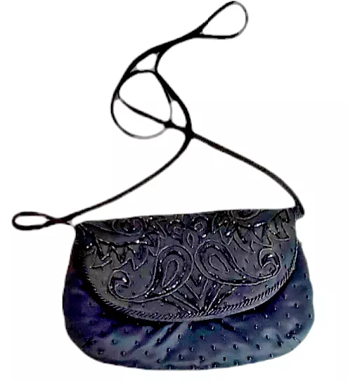 La Regale mini bag purse with black beaded handle.