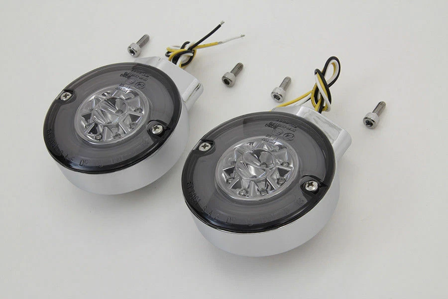 Juego de intermitentes LED cromados delanteros para Harley Davidson de V-Twin Foto 2 de 2