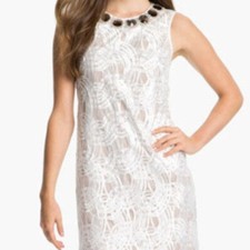 Adrianna Papell Embellished Neck WHITE SIZE 8P #99 NWT