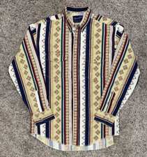 Wrangler Brushpopper Shirt Aztec Western Cowboy X-Long Tails 16 1/2- 35