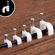 100pcs Cable Clips 4-5-6-7-8-9-10mm | Round White Plastic Electric Wire Set Wall