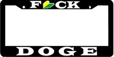 License Plate Frame Black Stainless Steel Vinyl Lettering Fck Doge