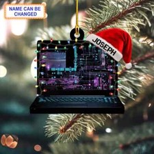 Custom Name Computer Programmer Laptop Code Personalized Ornament Decor