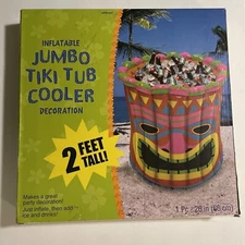 Inflatable Tiki Beverage Cooler Big 2ft Tall Pool Bar Party Hawaiian Totem New