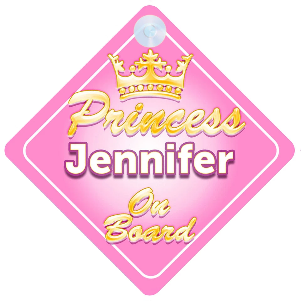 Letrero de automóvil personalizado para bebé niña de la princesa heredera Jennifer a bordo