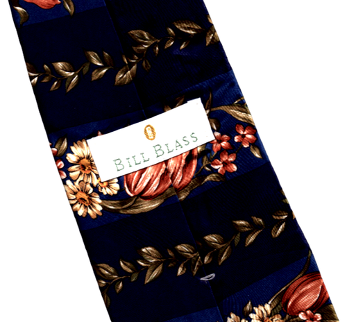 Corbata de seda a rayas margaritas con billete de barro a rayas marinas - Imagen 3 de 3