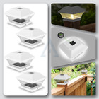 Solar Powered Deck Post Light Square Cap Outdoor Fence Light Garden Lamp White