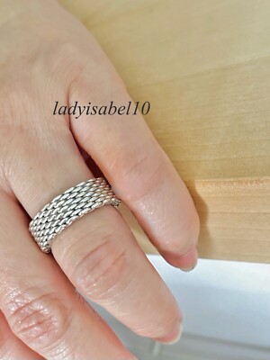 Tiffany Co Sz Mesh Firm Somerset Band Ring Love 925 Silver