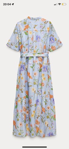 ZARA Floral Printed Belted Shirt Midi Dress Size M Bloggers Fave 2183/073 - Picture 5 of 5