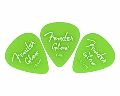 Genuine Fender Glow-in-The-Dark 351-Shape Guitar Picks, Heavy/Medium/Thin 12-...