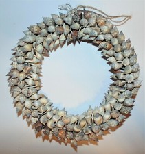 8" REAL BROWN CHULA SEA SHELL WREATH, NAUTICAL BEACH DECOR TROPICAL