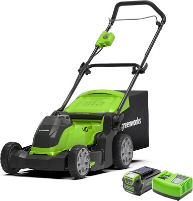 40V Akku Rasenmäher 41cm Greenworks G40LM41K4, mit 4Ah Batterie und Ladegerät