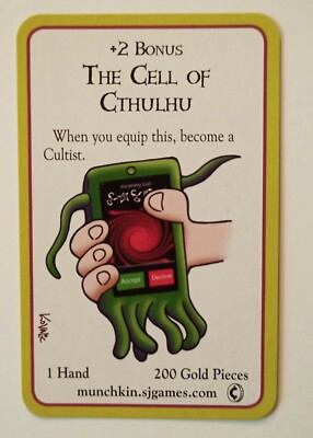Cthulhu Munchkin The Cell Of Cthulhu Promo Card Steve Jackson Games Board Game