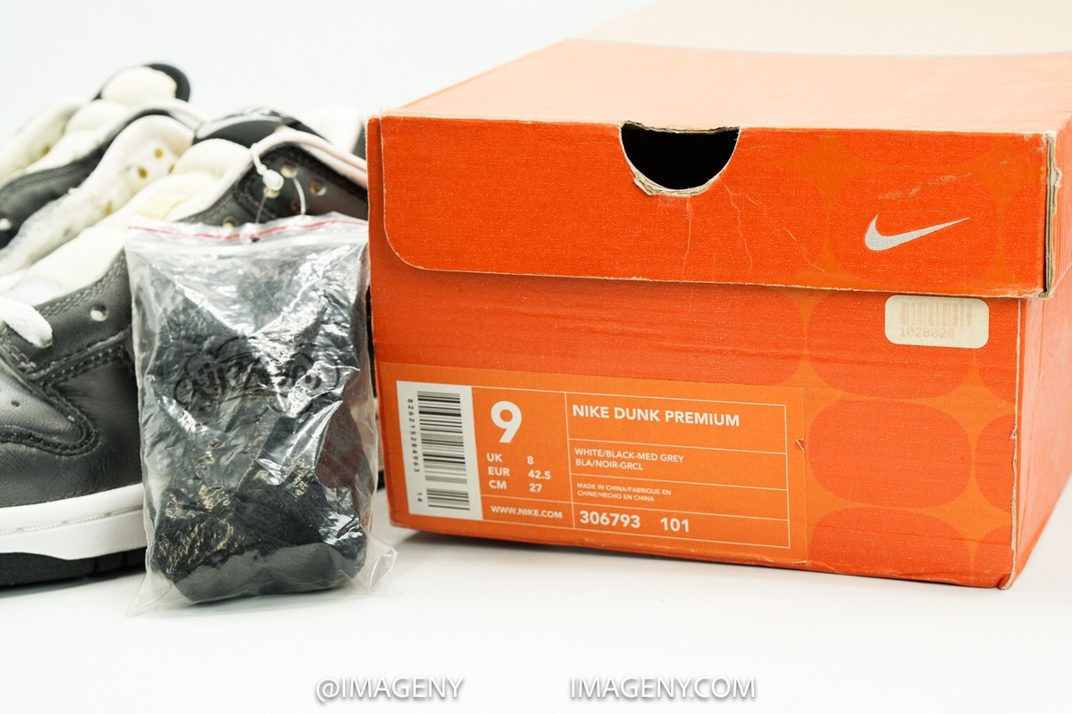 NIKE DUNK LOW NEW SIZE 9 HAZE BLACK WHITE MEDIUM GREY 306793 NIKE DUNK LOW NEW SIZE 9 HAZE BLACK WHITE MEDIUM GREY 306793