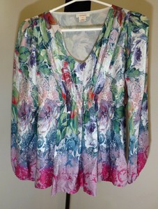 Sundance-Catalog-100-Silk-Floral-Boho-Top-Size-XS