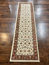 Runner Rug 2 x 7.6 Skinny Runner Oriental Rug for Hallway Ivory Rust Red Floral