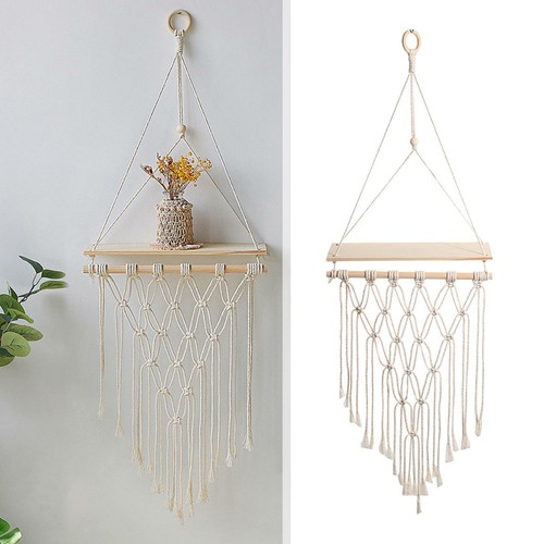 Boho Wall Shelf Macrame Home Decor Rack Wall Hanging Art Shelf - Picture 10 of 10