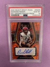 2022 Select DP Desmond Ridder RC Rookie Auto-ORANGR PULSAR /30 PSA 10 POP-3 CT1