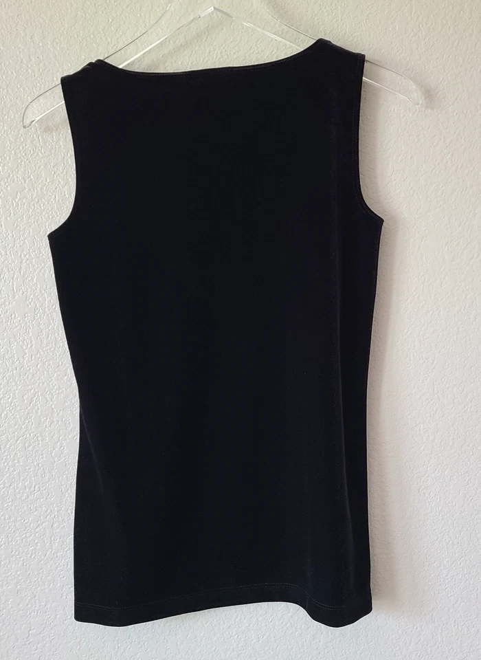 Camiseta sin mangas Chico's de terciopelo aplastado talla 0/pequeña negra oscura romántica gótica sin mangas Foto 2 de 4