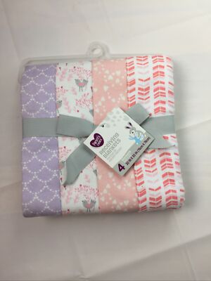 Parent's Choice Receiving Blankets Songbird 4 Pack Pink Purple