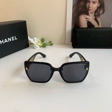 Chanel CC Metal Logo Black Frame Women's Casual Square Sunglasses