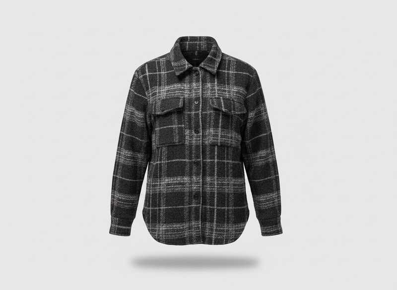 Banana Republic Plaid Shacket Jacket XXS Petite Gray Wool Blend Flannel