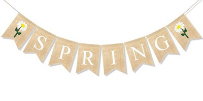 Spring Banner Burlap Rustic Garland Easter Spring Theme Party Decorations for...