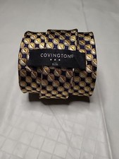 Covington Tie Gold Black Geometric Silk