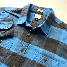 J.CREW Mid-Weight Flannel Shirt Mens Large Cotton Blue Black Plaid Long Sleeve