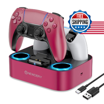 NEWDERY for PS5 Controller Charger Station Compatible with Dualsense Edge, Fast
