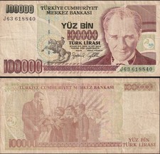 Turkey 100.000 Turk Lirasi 14/Oct/1970 J63 618840