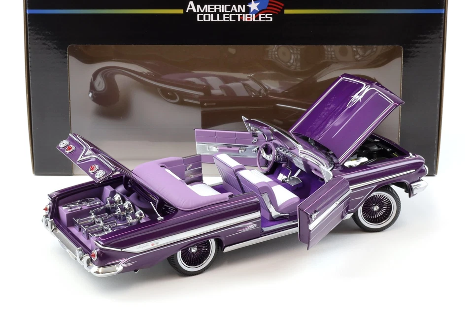 1:18 Sun Star 1961 Chevrolet Impala Lowrider open Convertible purple metallic - Bild 4 von 4