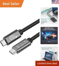 Versatile Thunderbolt 5 USB C Cable - 80Gbps Data Sync, 240W Power Delivery, 1FT