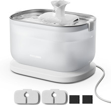 2.5L Stainless Steel Cat Water Fountain with Wireless Pump  Dual Flow