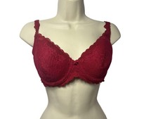 Secret Treasures Bra Womens 36D Red Floral Lace Push Up Underwire Padded Stretch