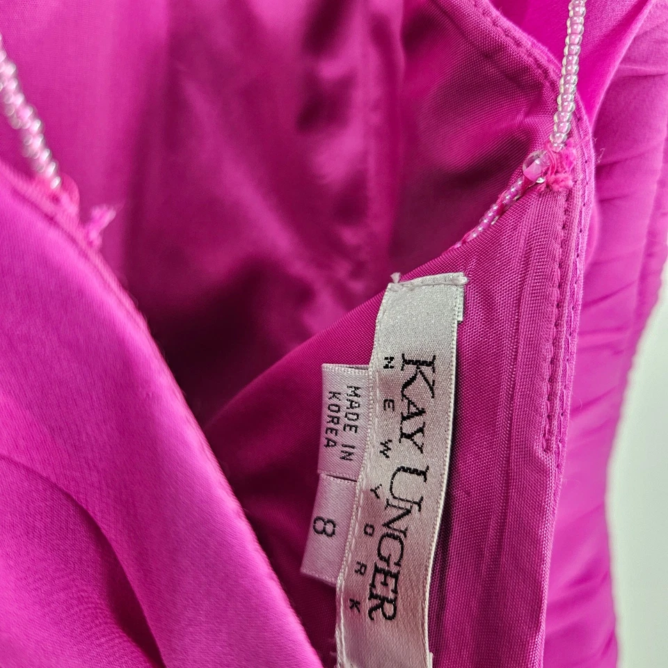 Camiseta corta Kay Unger rosa seda satinada plisada cami sin mangas y2k sin mangas nueva con etiquetas talla 8 Foto 4 de 4