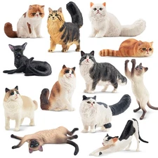 12PCS Realistic Cat Figurines, Plastic Cat Figure, Cat Cake Topper Kitten Toy...