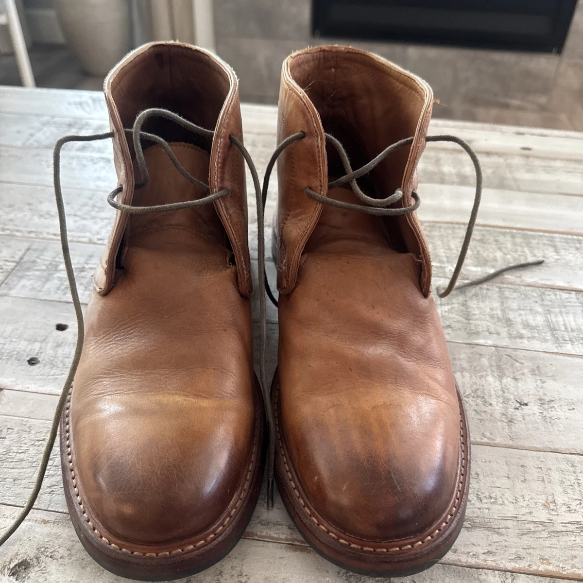 Frye John Addison Mens‎ 8.5 D Dark Brown Pebbled Leather Chukka Lug Boots 4001 Frye John Addison Engineer 86173 Mens Brown Suede Casual  main image 2