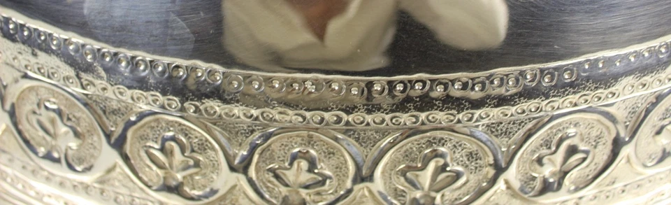 Plato de carne antiguo grande de plata con mango de ciervo cúpula 19" L, 15" de alto Foto 4 de 4