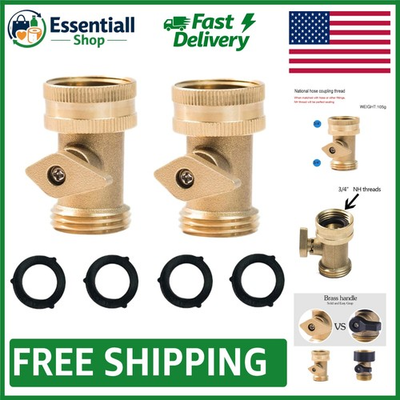 #ad Heavy Duty Brass Shut Off Valve Set 2 PCS with 4 Extra Pressure Washers $18.99