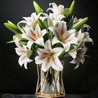 Kunstblumen Lilien 6 BüNdel 3D KüNstliche Blumen Dekoration Floristik 6 StüCk