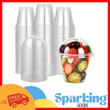 Leak-Free 200-Pack of 9 oz Clear Dessert Cups with Dome Lids for Iced Beverages