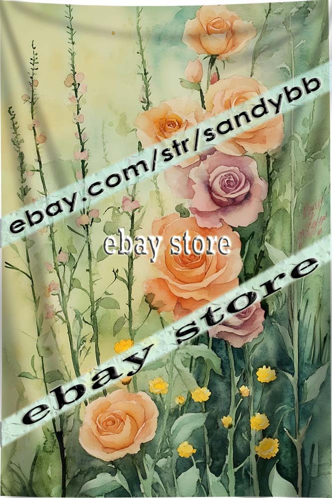 Rose peach tapestry dreamy peach tones, garden poster 39X59 in | eBay